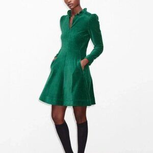ME+EM Corduroy Velour Green Long Sleeve Swing Dress Size 12